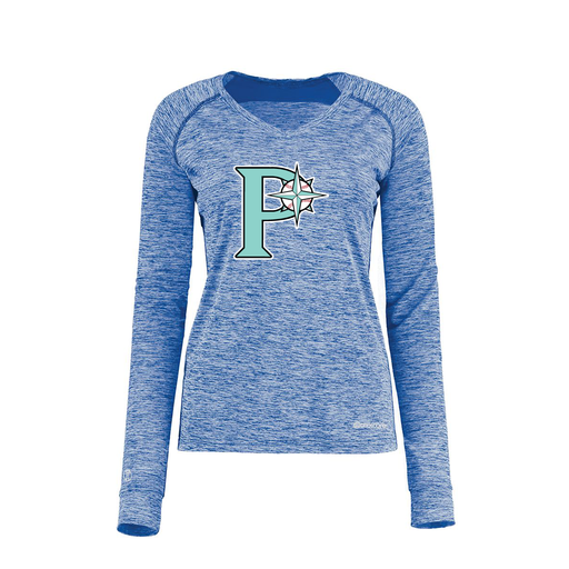 [222770.U55.XS-LOGO1] Ladies Electric Long Sleeve Shirt (Female Adult XS, Royal, Logo 1)