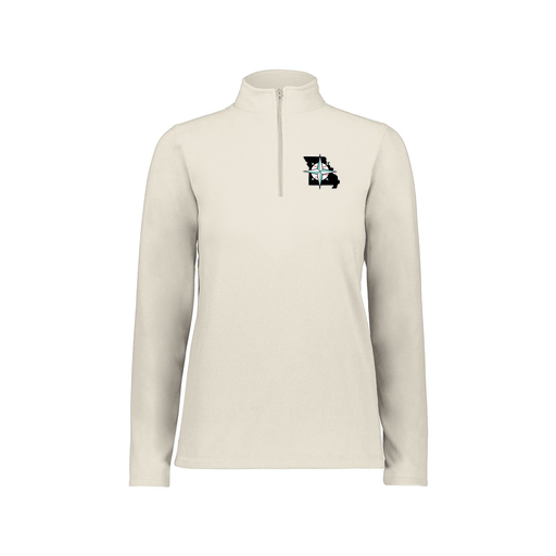 [6864.53T.XS-LOGO3] Ladies MicroFleece 1/4 Zip Pullover (Female Adult XS, White, Logo 3)