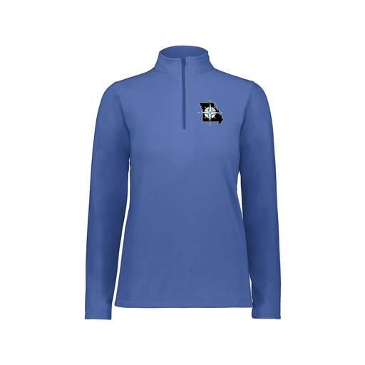 [6864.060.XS-LOGO3] Ladies MicroFleece 1/4 Zip Pullover (Female Adult XS, Royal, Logo 3)