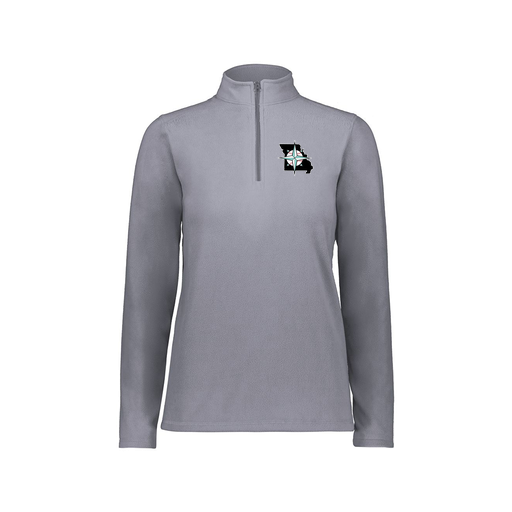 [6864.059.XS-LOGO3] Ladies MicroFleece 1/4 Zip Pullover (Female Adult XS, Gray, Logo 3)